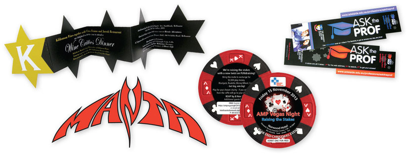 Die-cut stickers and labels add interest to your advertising options