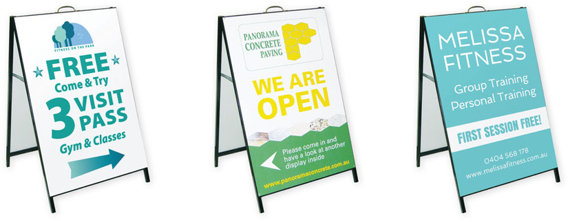 A-frames outside your premises add to your ready-for-business look.